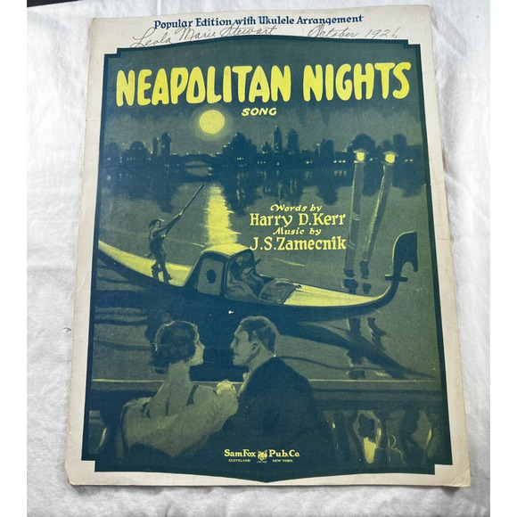 Vintage Sheet Music 1926 Neopolitan Nights Song Harry D. Kerr J.S. Zamecnik - Picture 1 of 2